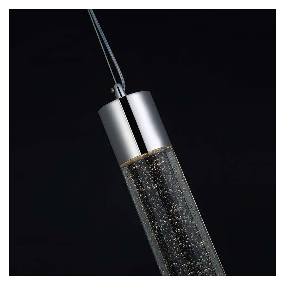 CANDIL COLGANTE CROMADO 6 CILINDROS CRISTAL BURBUJA 30 W