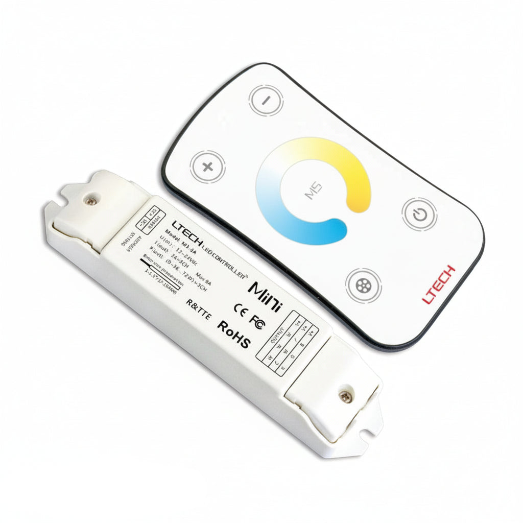 CONTROLADOR 12/24V P/ TIRAS MONOCROMATICAS INCLUYE CONTROL REMOTO ***HAE 2024***