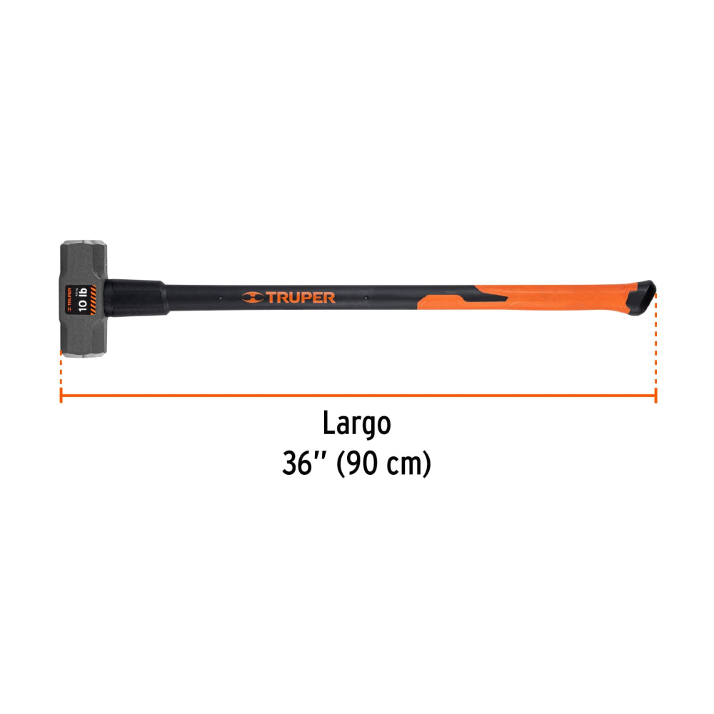 MARRO OCTAGONAL 10 LB.(4.5KG.) MANGO DE FIBRA DE VIDRIO 36" (90CMS.) MD-10F 16540 TRUPER *** OFRECER 1438GFV ***