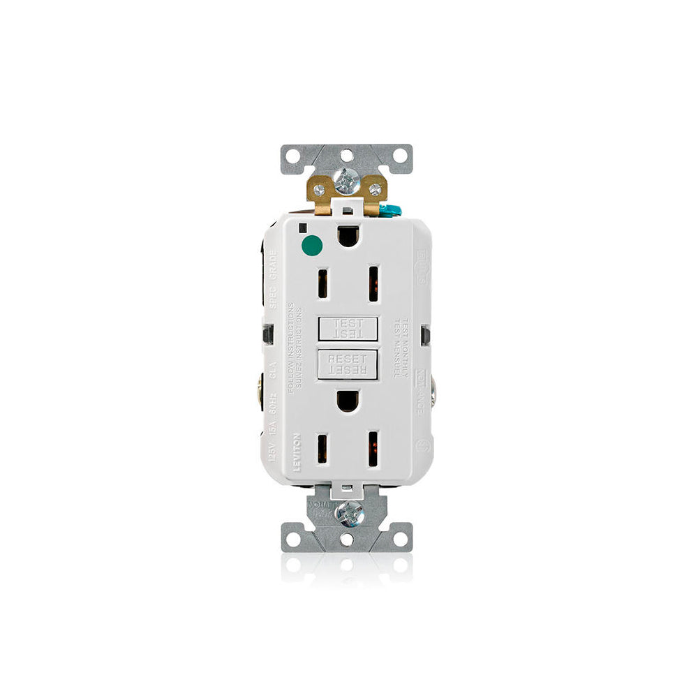 RECEPTACULO DUPLEX BLANCO 15A 125V 2P3H ICFT GRADO HOSPITAL TAMPER RESISTANT LEV-LOK