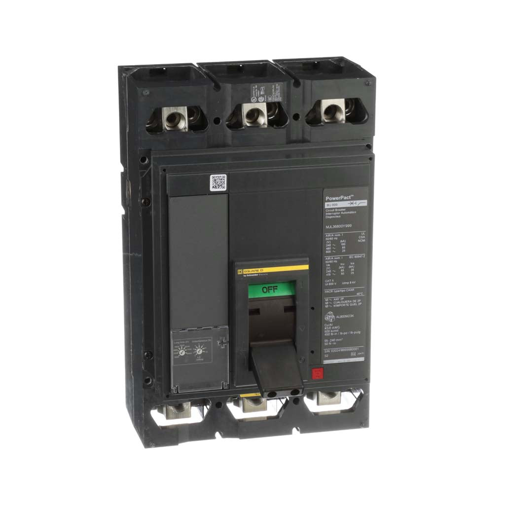 DISYUNTOR POWERPACT M REGULABLE 300-800 AMP 3 POLOS 600 V CA 18 KA TERMINALES DISPARO 80% SQD