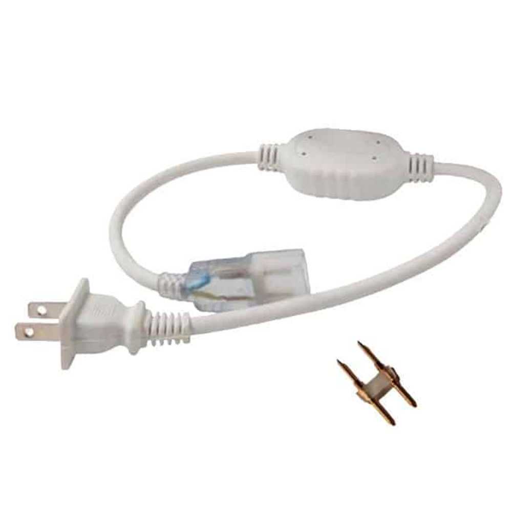 CONECTOR C/CLAVIJA Y CONECTOR P/MANGUERA LED 2 HILOS