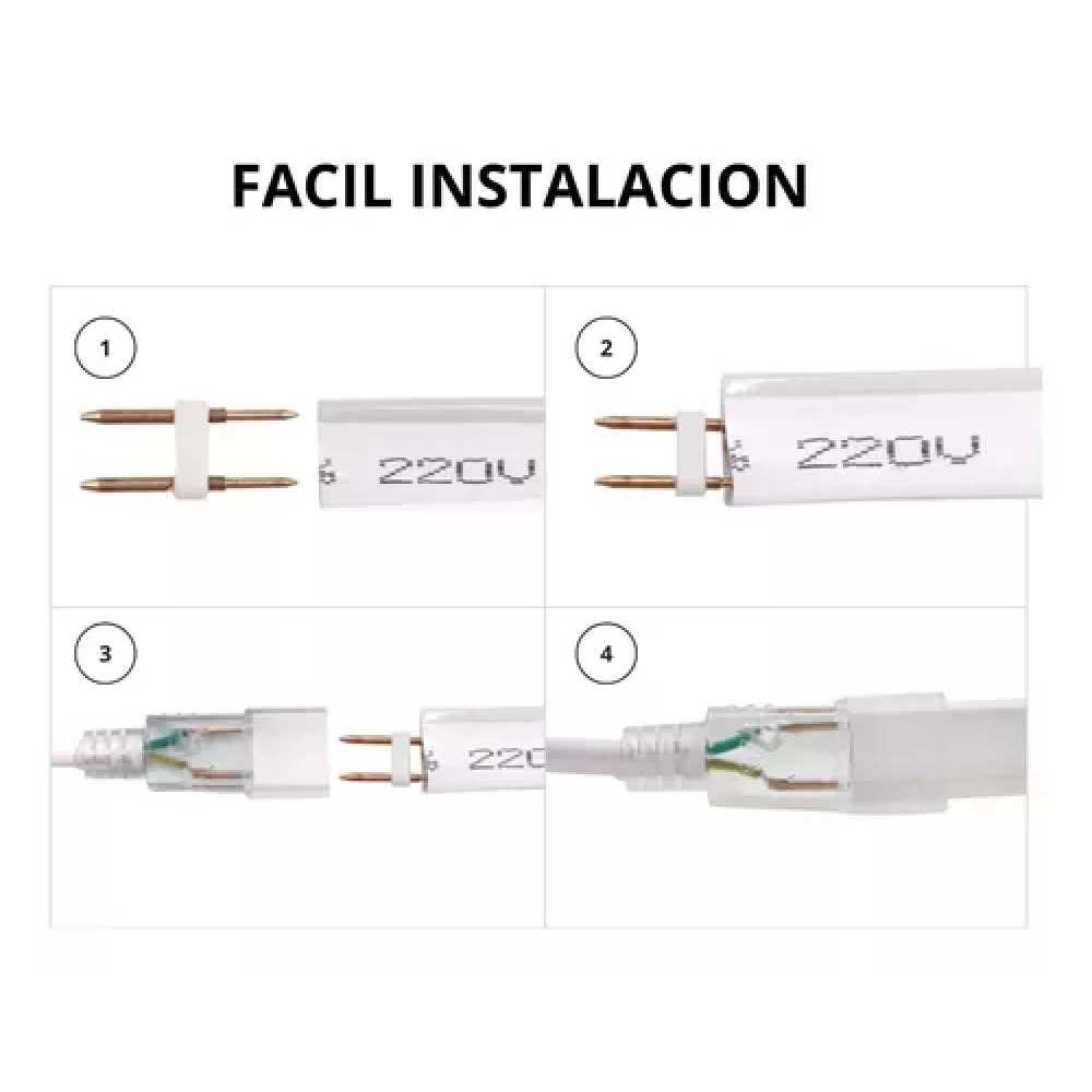 CONECTOR C/CLAVIJA Y CONECTOR P/MANGUERA LED 2 HILOS
