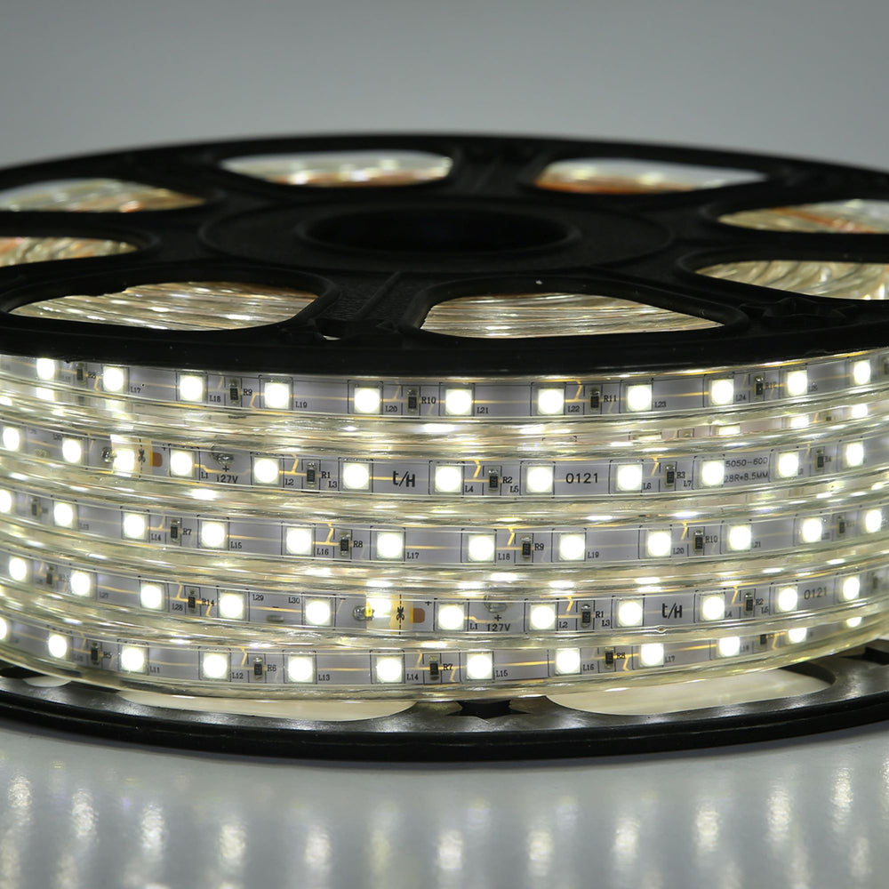 MANGUERA PLANA LED 5050 SMD 127V IP65 LUZ DE DIA 25 MTS