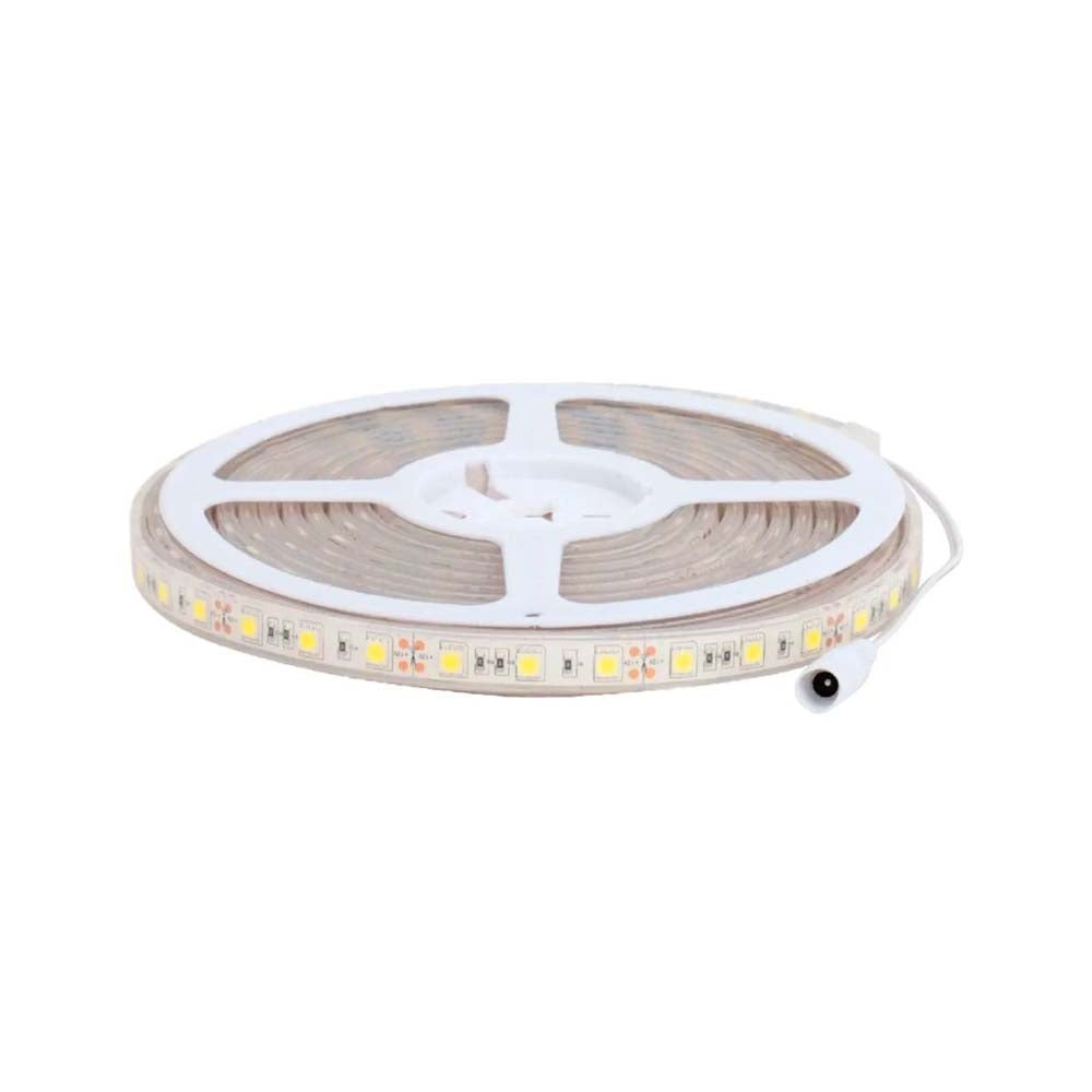 TIRA FLEXIBLE LEDS C/RECUBRIMIENTO VINIL 5M. 12V. IP68 BLANCO CALIDO