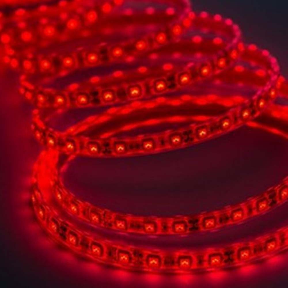 TIRA FLEXIBLE LEDS C/RECUBRIMIENTO VINIL 5M. 12V. IP68 ROJO
