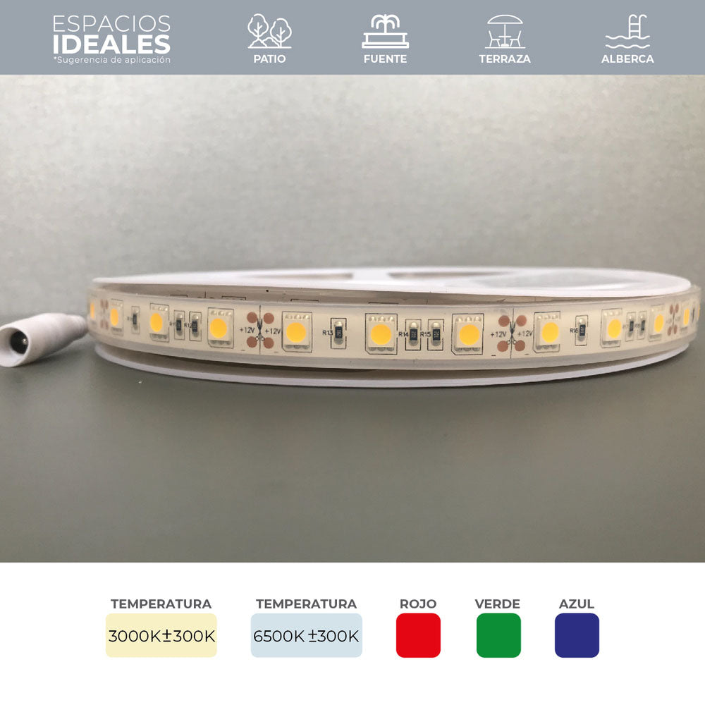 TIRA FLEXIBLE LED 5050 SMD 12V. IP68 B.C.