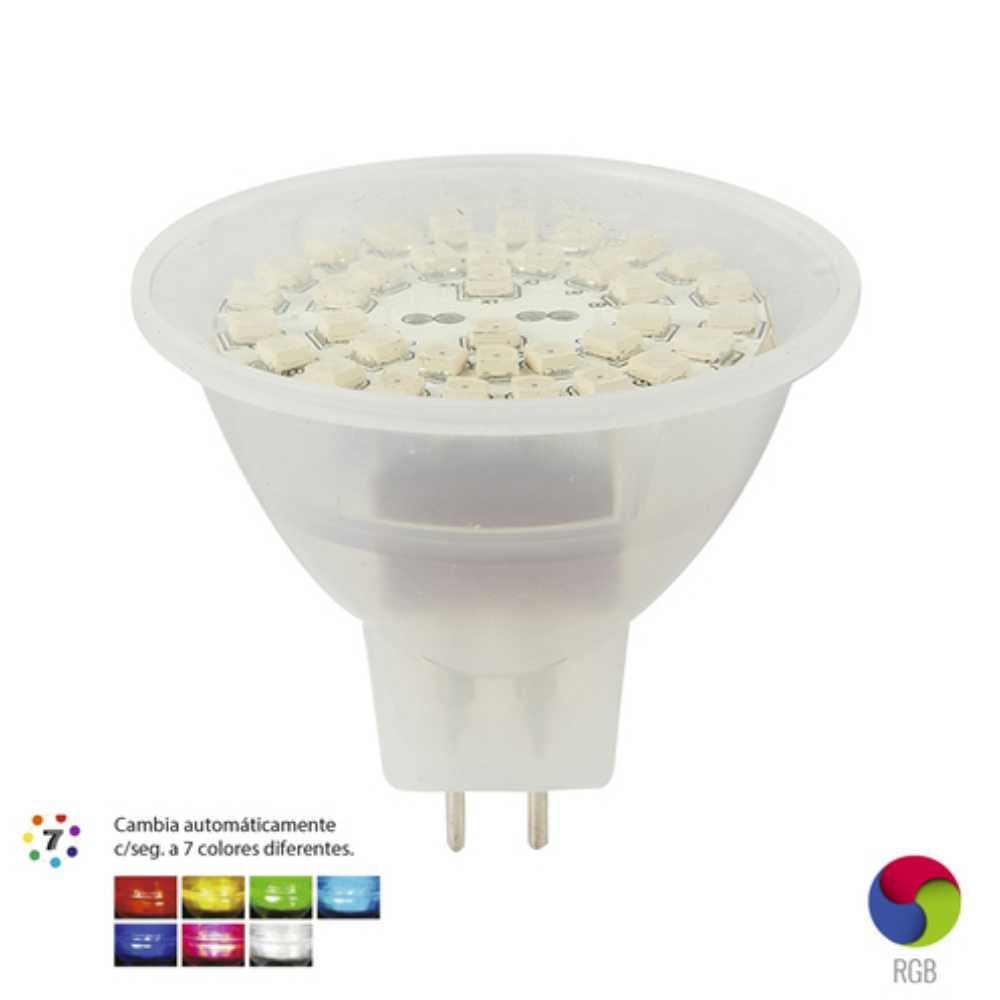 FOCO LED TECNOLITE TIPO MR16 3W LUZ DE COLORES BASE GX5.3