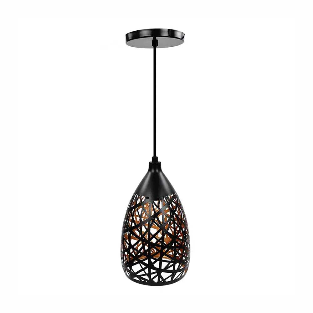 CANDIL ACERO CORTE LASER NEGRO INT DORADO 14X120CM E27 127V MAXXI