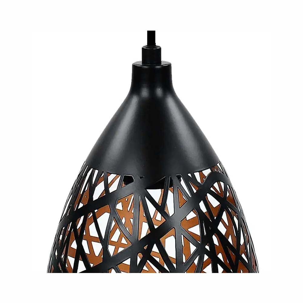 CANDIL ACERO CORTE LASER NEGRO INT DORADO 14X120CM E27 127V MAXXI