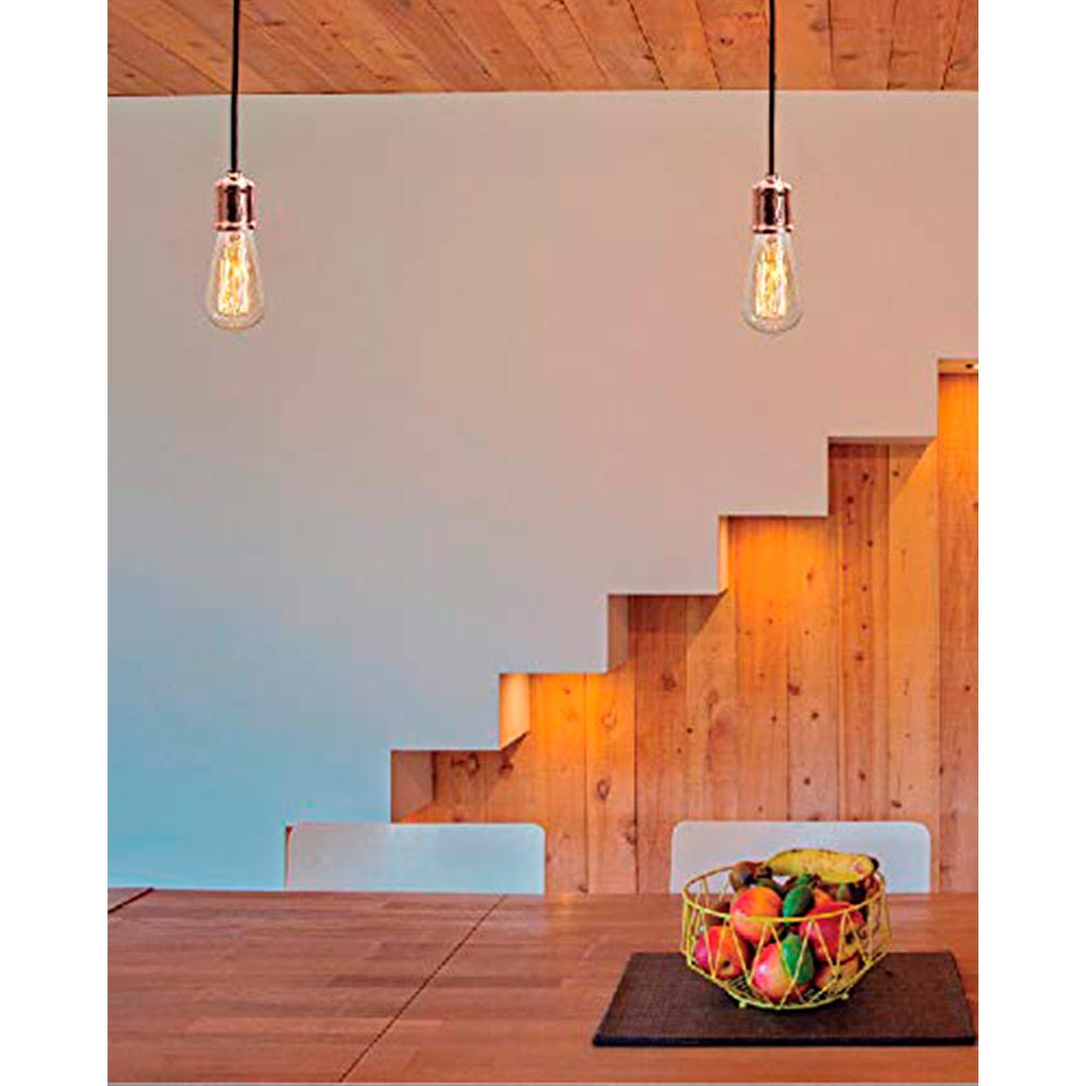 LUMINARIO COLGANTE COPO CON SOCKET DE ACERO COLOR COBRE MCA MAXXI