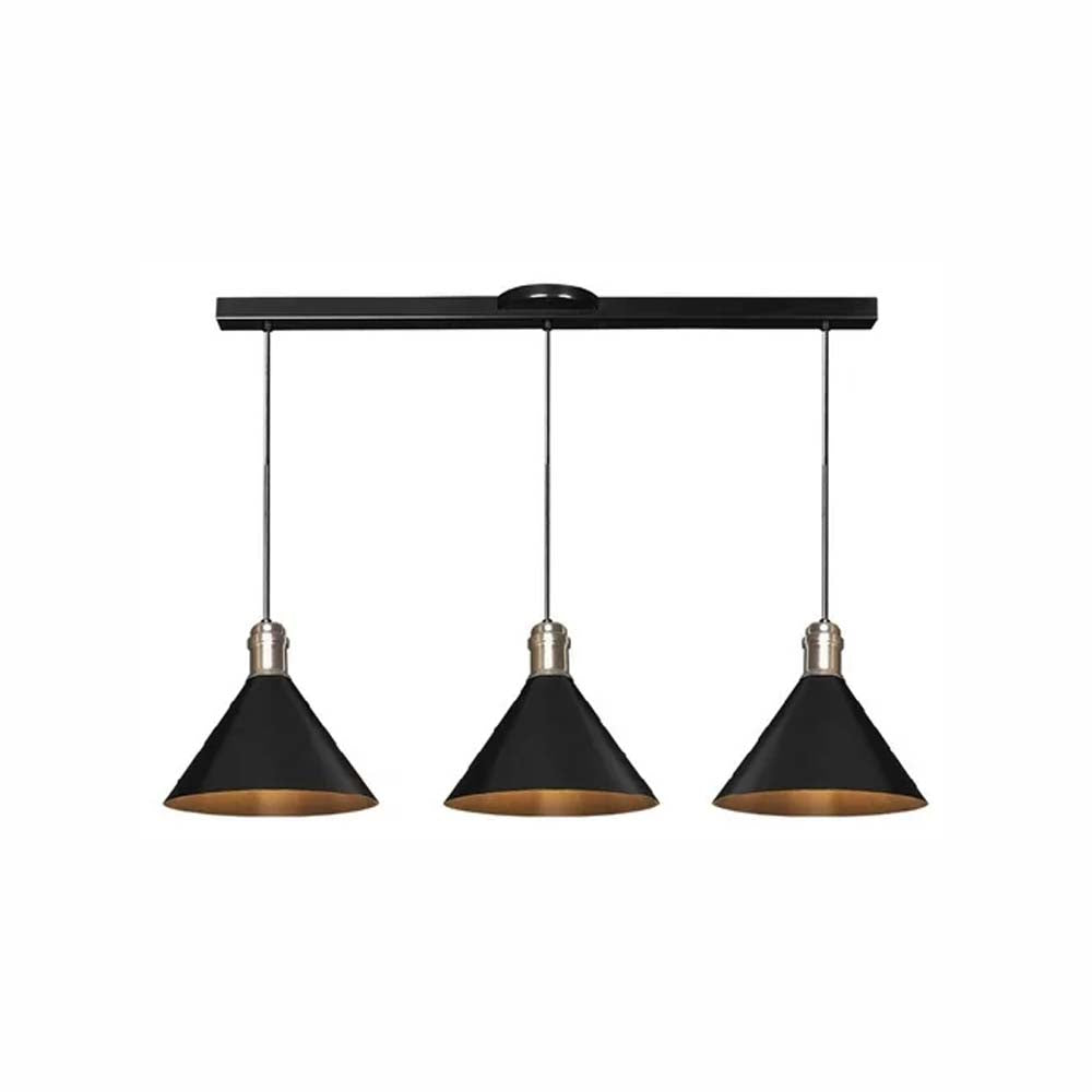 LUMINARIO COLGANTE CAMPANAS DECORATIVAS EN METAL COLOR NEGRO BASE METALICA CABLE EN COLOR NEGRO COPO COLOR SATIN 127V USO INTERIOR NO INCLUYE LAMPARA