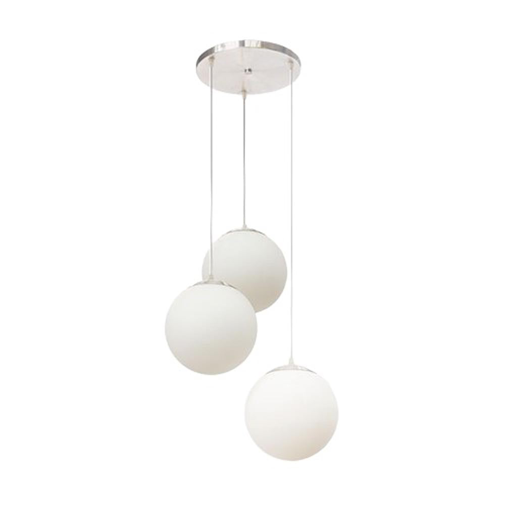 CANDIL DE 3 ESFERAS CUERPO EN ALUMINIO VIDRIO MATE 3X26W S/ FOCO MCA MAXXI