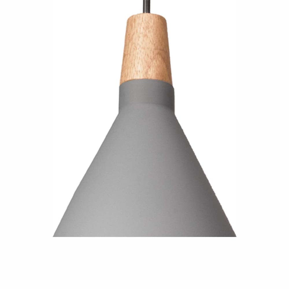 CANDIL LAMINA ACERO GRIS DETALLE MADERA 17X120CM E27 127V MAXXI