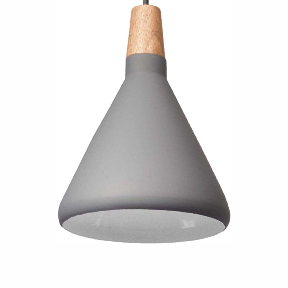 CANDIL LAMINA ACERO GRIS DETALLE MADERA 17X120CM E27 127V MAXXI