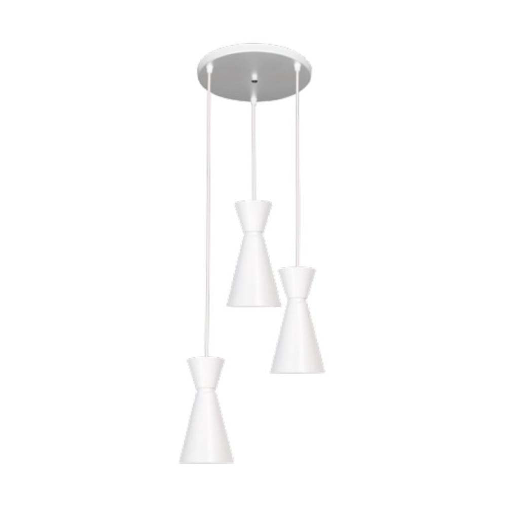LUMINARIO COLGANTE LAMINA DE ACERO EN COLOR BLANCO CON DETALLE EN COLOR BLANCO 14CM H-120CM 127V 3 LUCES LAMPARA OPCIONAL NO INCLUIDA*HAE2024*
