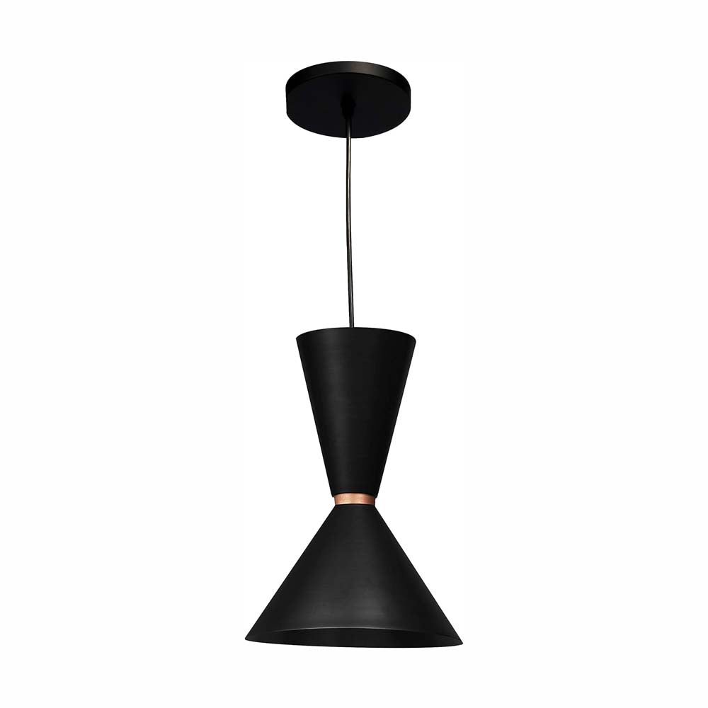 LUMINARIO COLGANTE LAMINA DE ACERO EN COLOR NEGRO CON DETALLE EN COLOR DORADO34CM H-120CM 127VLAMPARA OPCIONAL NO INCLUIDA(MX-CL8032/N)