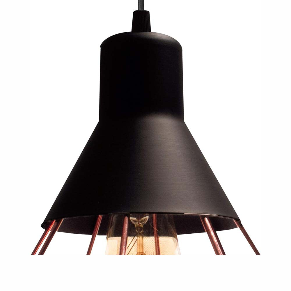 CANDIL ACERO NEGRO REJILLA COBRE 19X120CM E27 127V MAXXI