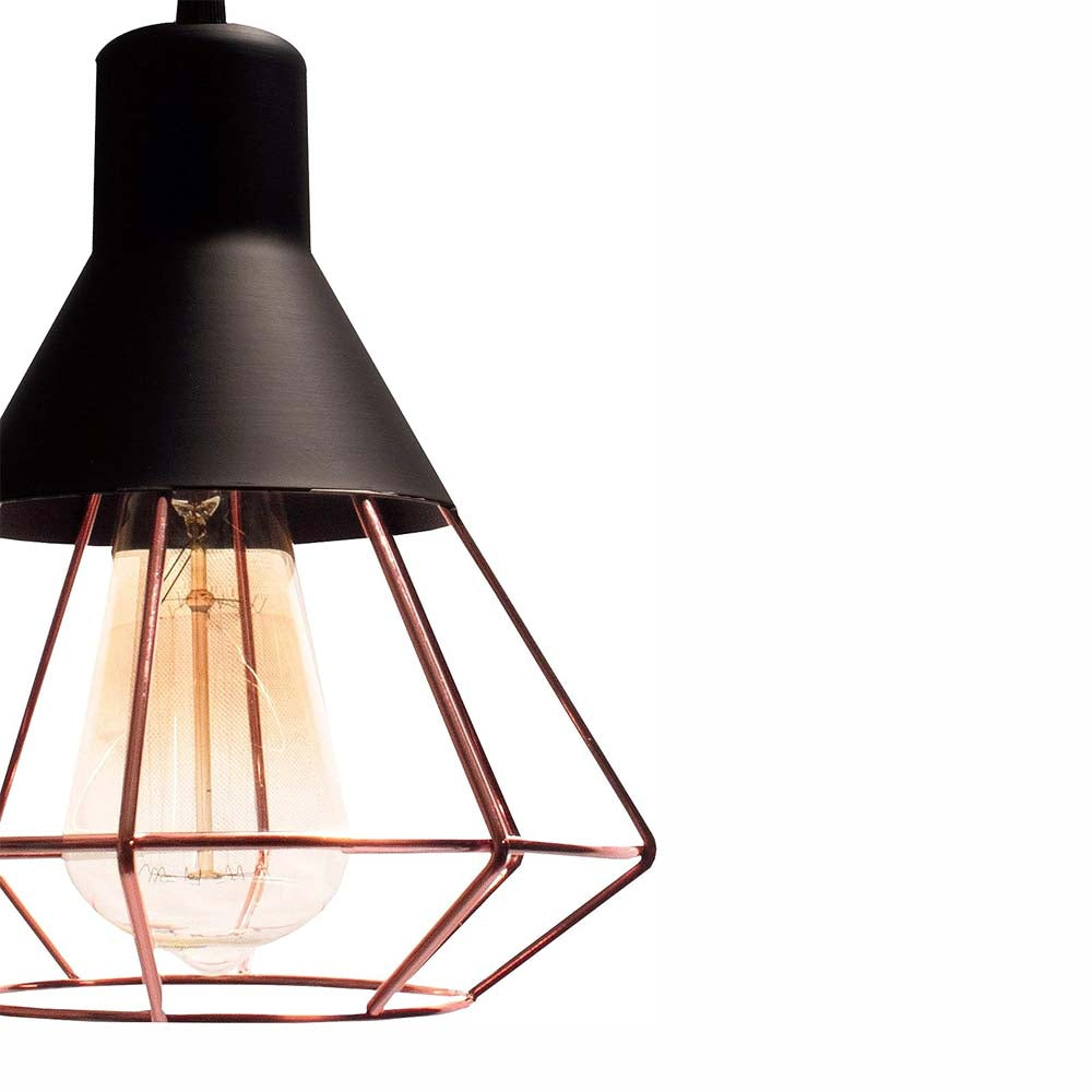 CANDIL ACERO NEGRO REJILLA COBRE 19X120CM E27 127V MAXXI