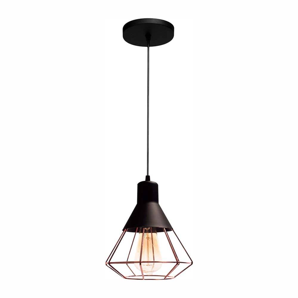 CANDIL ACERO NEGRO REJILLA COBRE 19X120CM E27 127V MAXXI