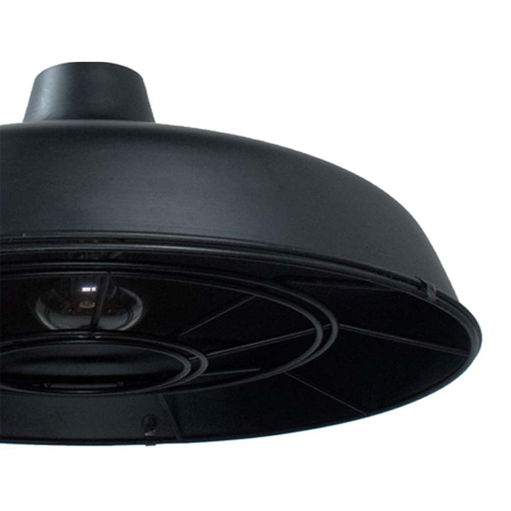 LUMINARIO COLGANTE LAMINA DE ACERO NEGRO + REJILLA COLOR NEGRO 36CM H-18CM 127V LUZ BLANCA LAMPARA OPCIONAL NO INCLUIDA