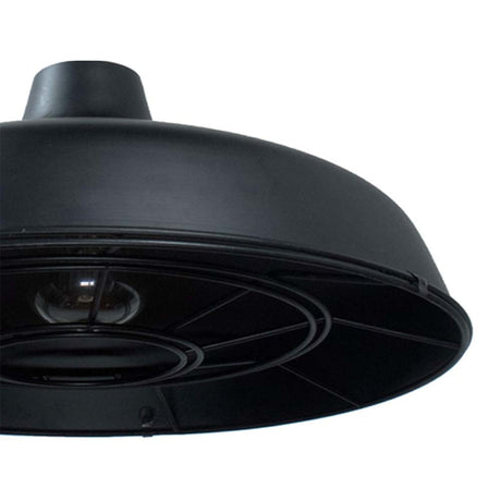 LUMINARIO COLGANTE LAMINA DE ACERO NEGRO + REJILLA COLOR NEGRO 36CM H-18CM 127V LUZ BLANCA LAMPARA OPCIONAL NO INCLUIDA