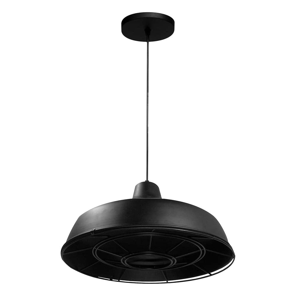 LUMINARIO COLGANTE LAMINA DE ACERO NEGRO + REJILLA COLOR NEGRO 36CM H-18CM 127V LUZ BLANCA LAMPARA OPCIONAL NO INCLUIDA