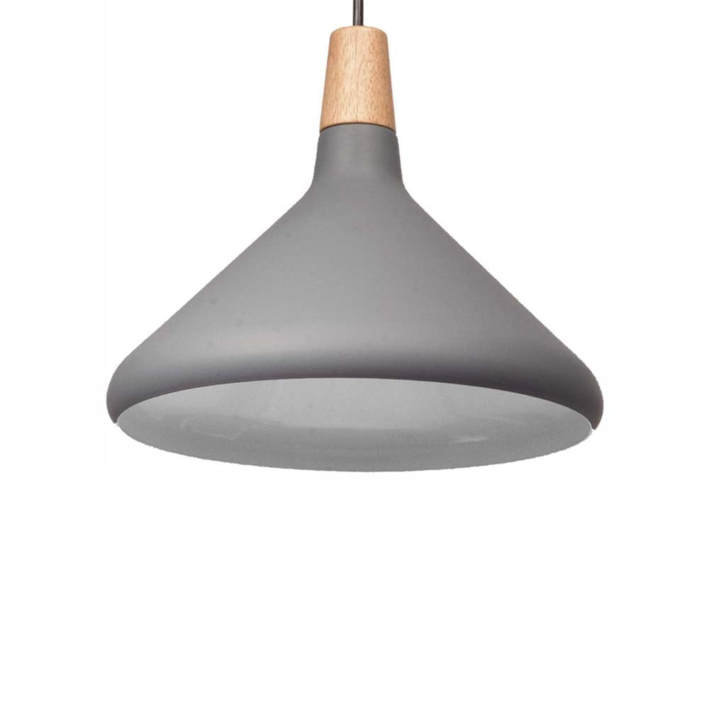 CANDIL LAMINA ACERO GRIS DETALLE MADERA 26X120CM E27 127V MAXXI