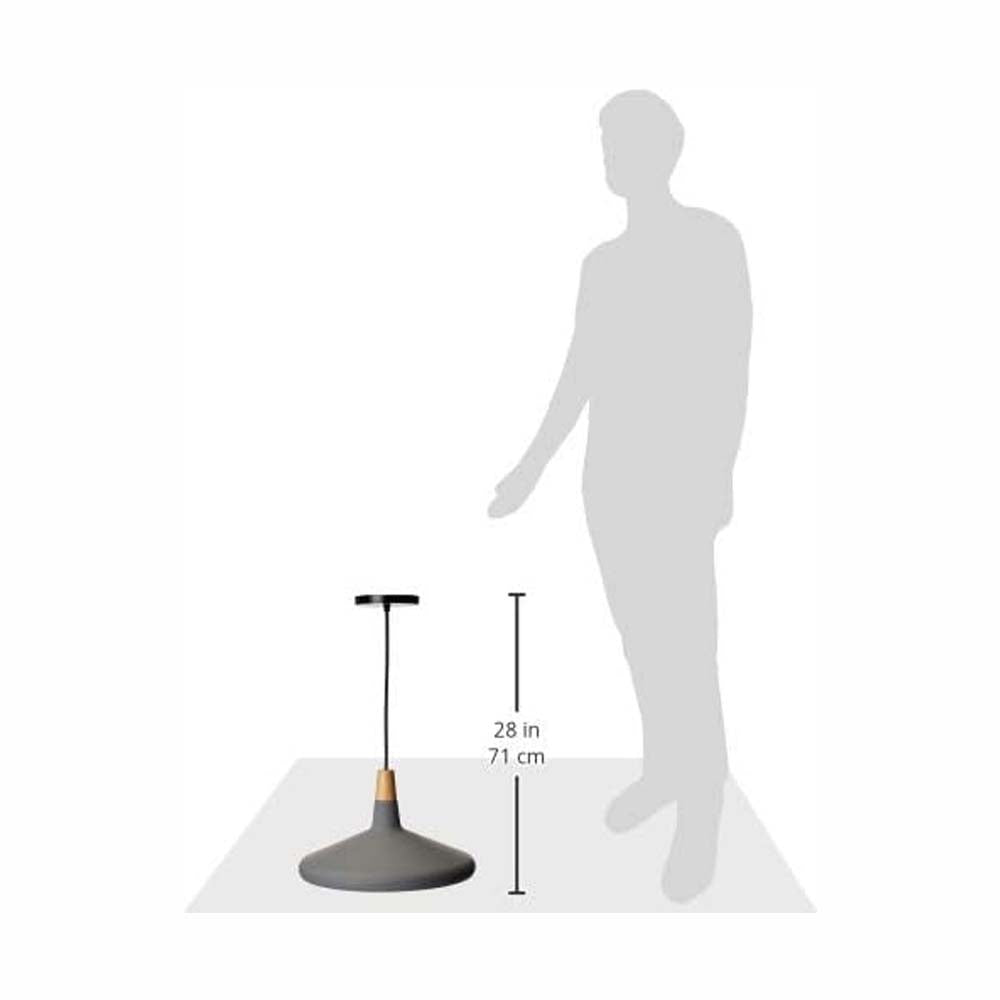 CANDIL LAMINA ACERO GRIS DETALLE MADERA 36X120CM E27 127V MAXXI