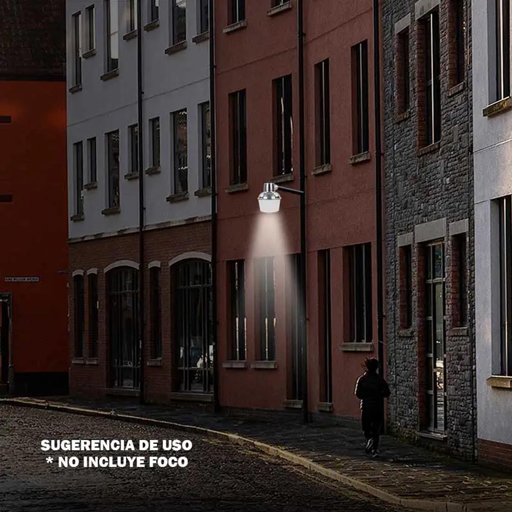 LUMINARIA SUBURBANA RECORTADA PARA FOCO AHORRADOR ALUMINIO ANODIZADO CON BASE PARA FOTOCELDA BASE E26 127-220V SIN FOCO