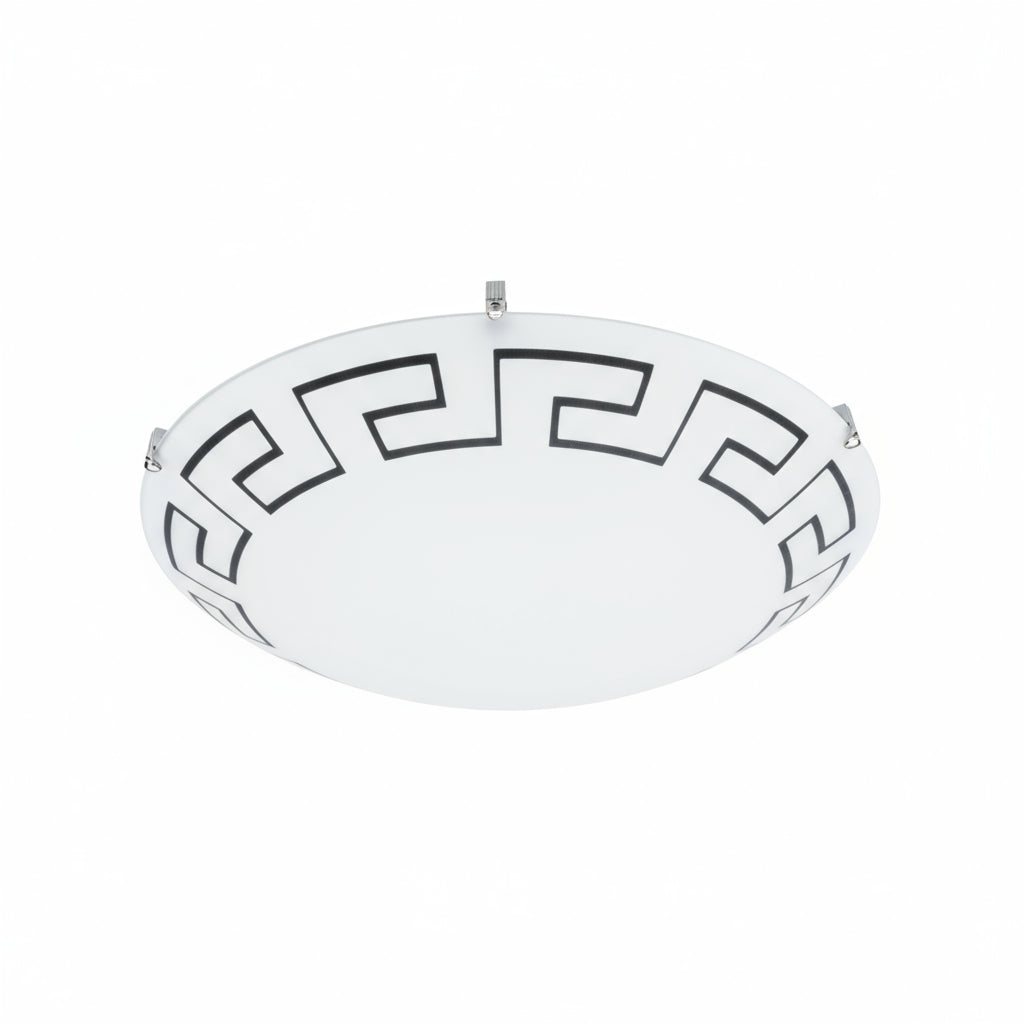 PLAFON REDONDO VIDRIO MATE DECORADO 30 CMS *** HAE ***