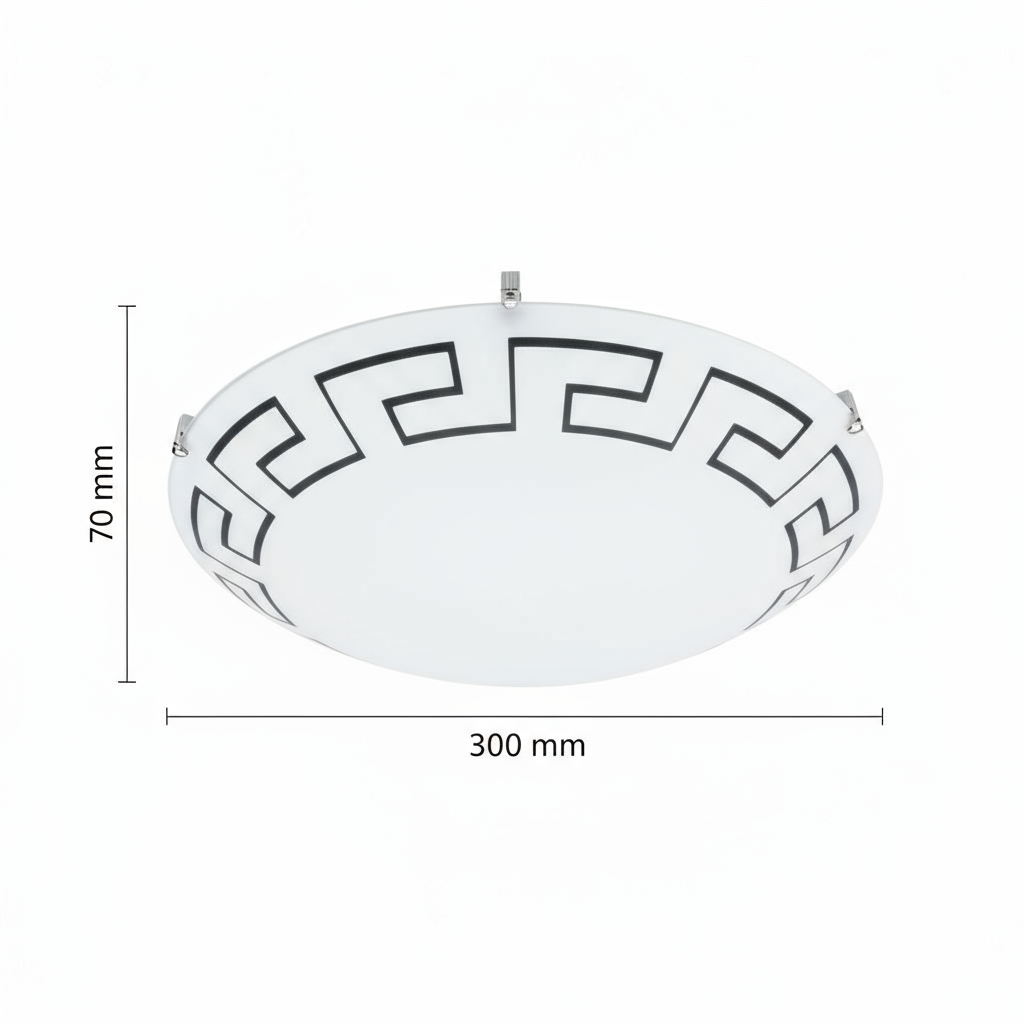 PLAFON REDONDO VIDRIO MATE DECORADO 30 CMS *** HAE ***