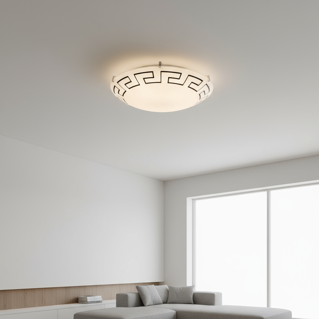 PLAFON REDONDO VIDRIO MATE DECORADO 30 CMS *** HAE ***