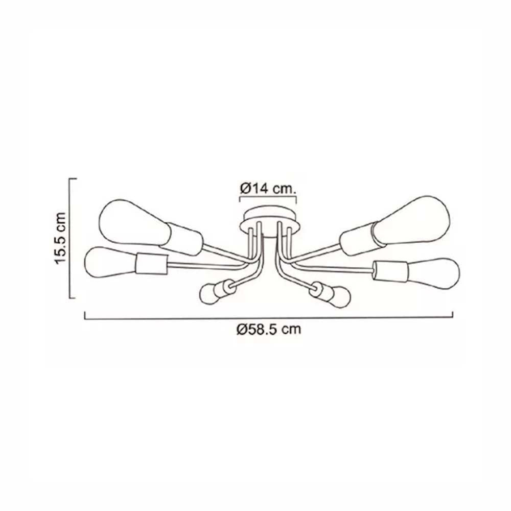 LUMINARIO DE TECHO PLAFON CUERPO PARA 6 LUCES MX-PF8071/N MAXXI