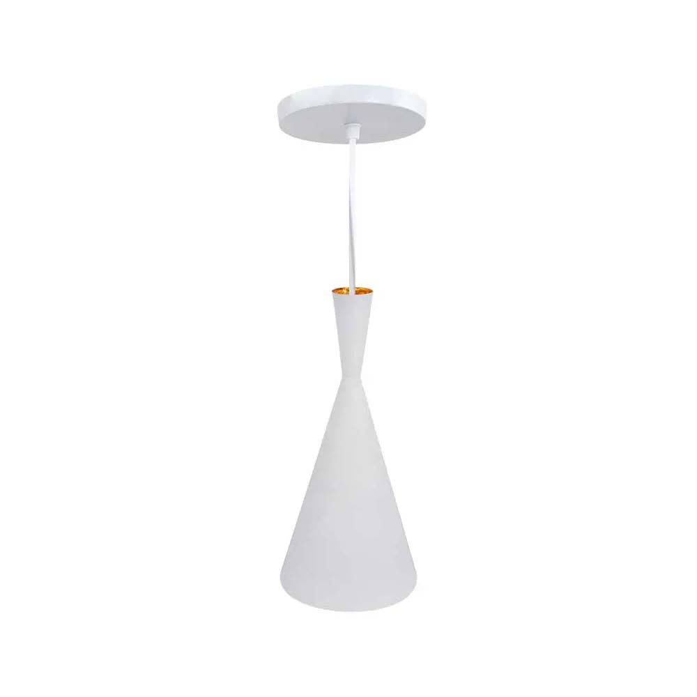 LUMINARIO COLGANTE ALUMINIO INTERIOR ANODIZADO EN COLOR BLANCO 127V LAMPARA OPCIONAL NO INCLUIDA MAXXI