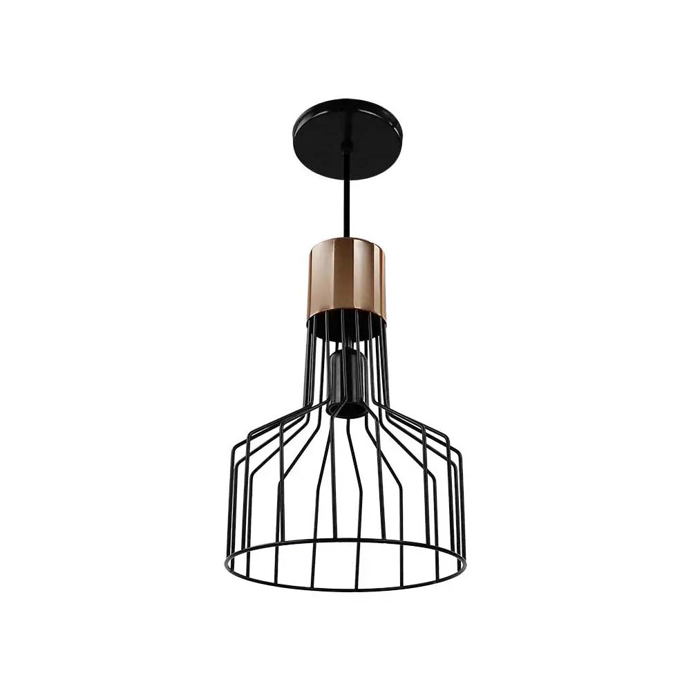 CANDIL REJILLA ACERO NEGRO DETALLE COBRE 21.5X120CM E27 127V MAXXI *** HAE ***
