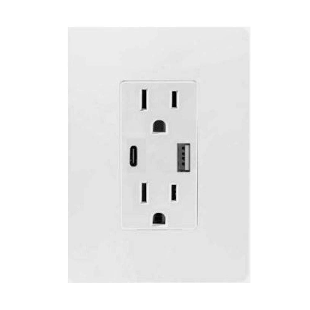 CONTACTO DUPLEX 2P+T 20A USBA+USBC C/PLACA BLANCO SERIE UNO