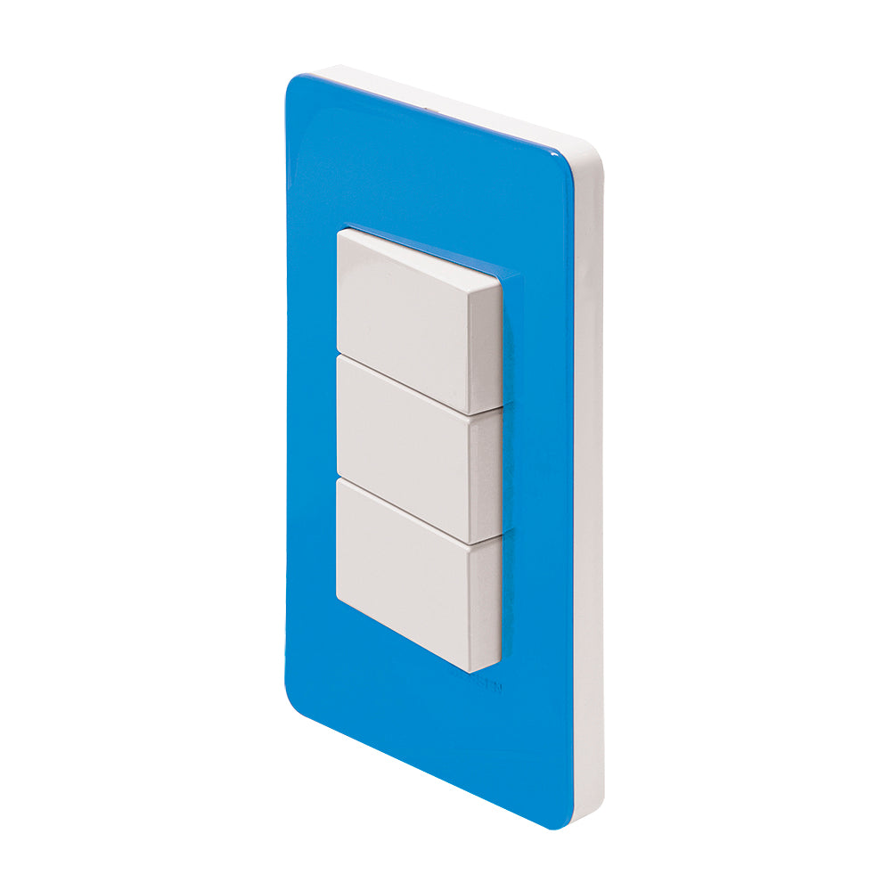 PLACA ESTEVEZ UNNO 3 MÓDULOS AZÚL CHASIS BLANCO