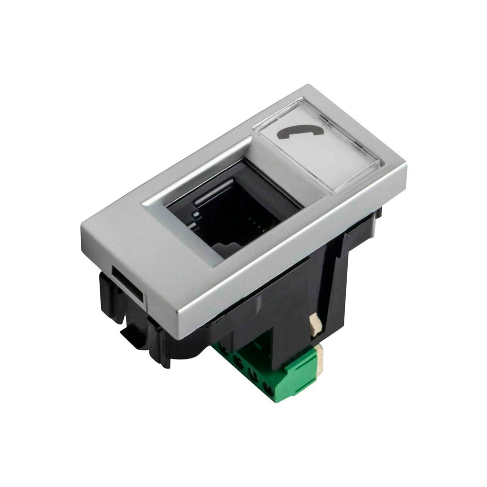 TOMA TELEFÓNICA ESTEVEZ ZENIT 1 MÓDULO DE 6 HILOS RJ11 PLATA