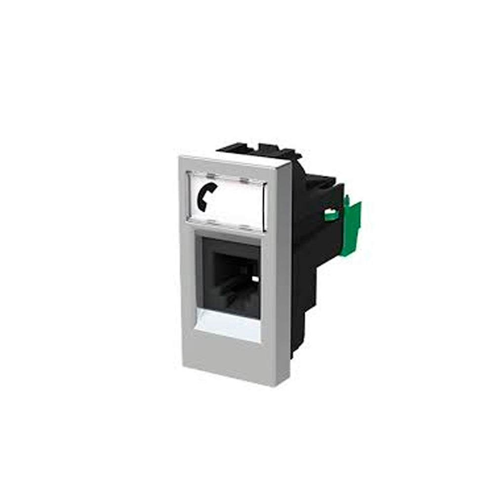 TOMA TELEFÓNICA ESTEVEZ ZENIT 1 MÓDULO DE 6 HILOS RJ11 PLATA