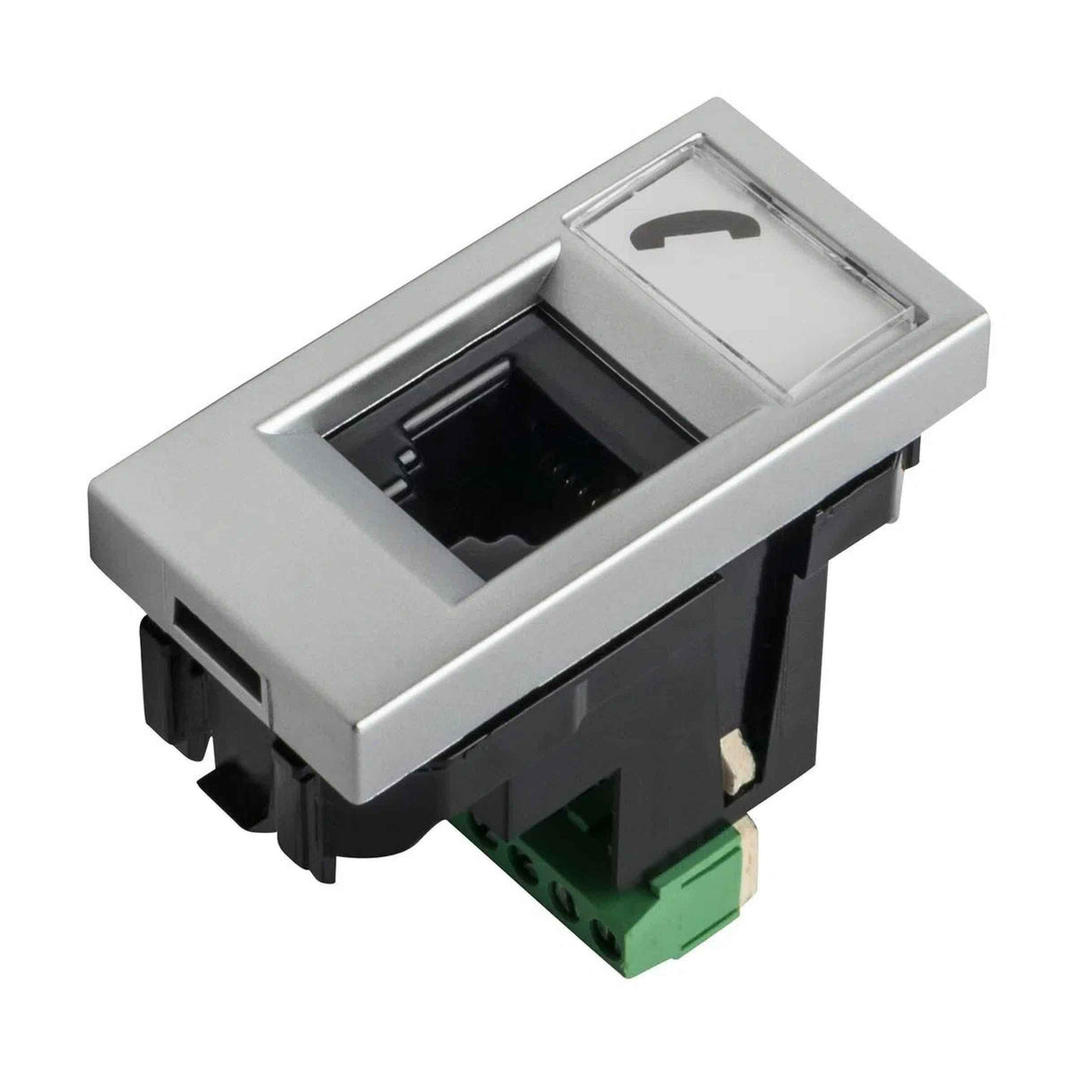 TOMA TELEFÓNICA ESTEVEZ ZENIT 1 MÓDULO DE 6 HILOS RJ11 PLATA