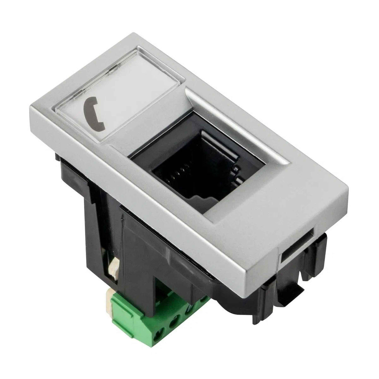 TOMA TELEFÓNICA ESTEVEZ ZENIT 1 MÓDULO DE 6 HILOS RJ11 PLATA