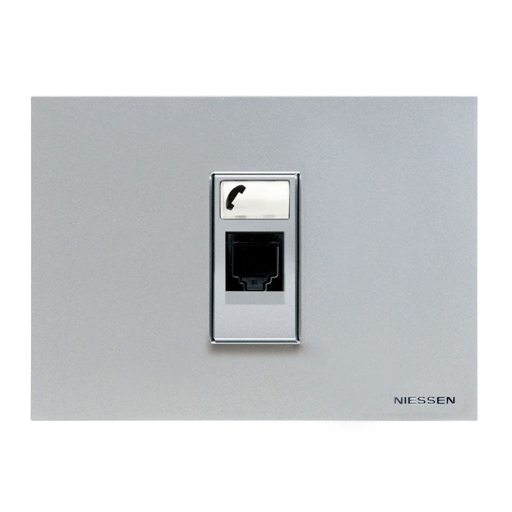 TOMA TELEFÓNICA ESTEVEZ ZENIT 1 MÓDULO DE 6 HILOS RJ11 PLATA