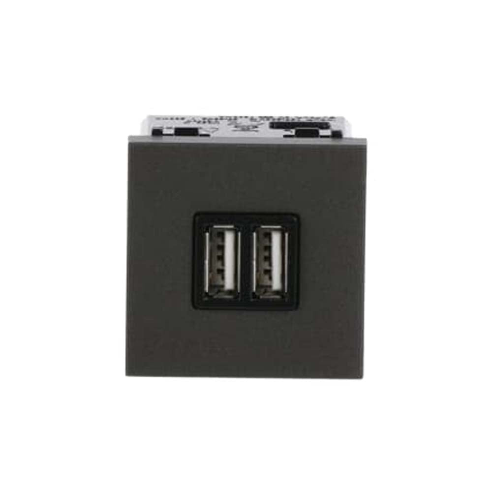 TOMA DE CARGADOR ESTEVEZ ZENIT USB 2 MÓDULOS ANTRACITA