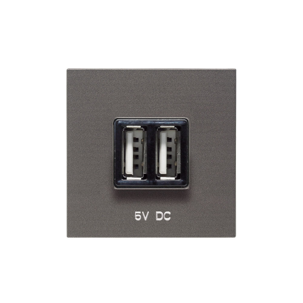 TOMA DE CARGADOR ESTEVEZ ZENIT USB 2 MÓDULOS ANTRACITA