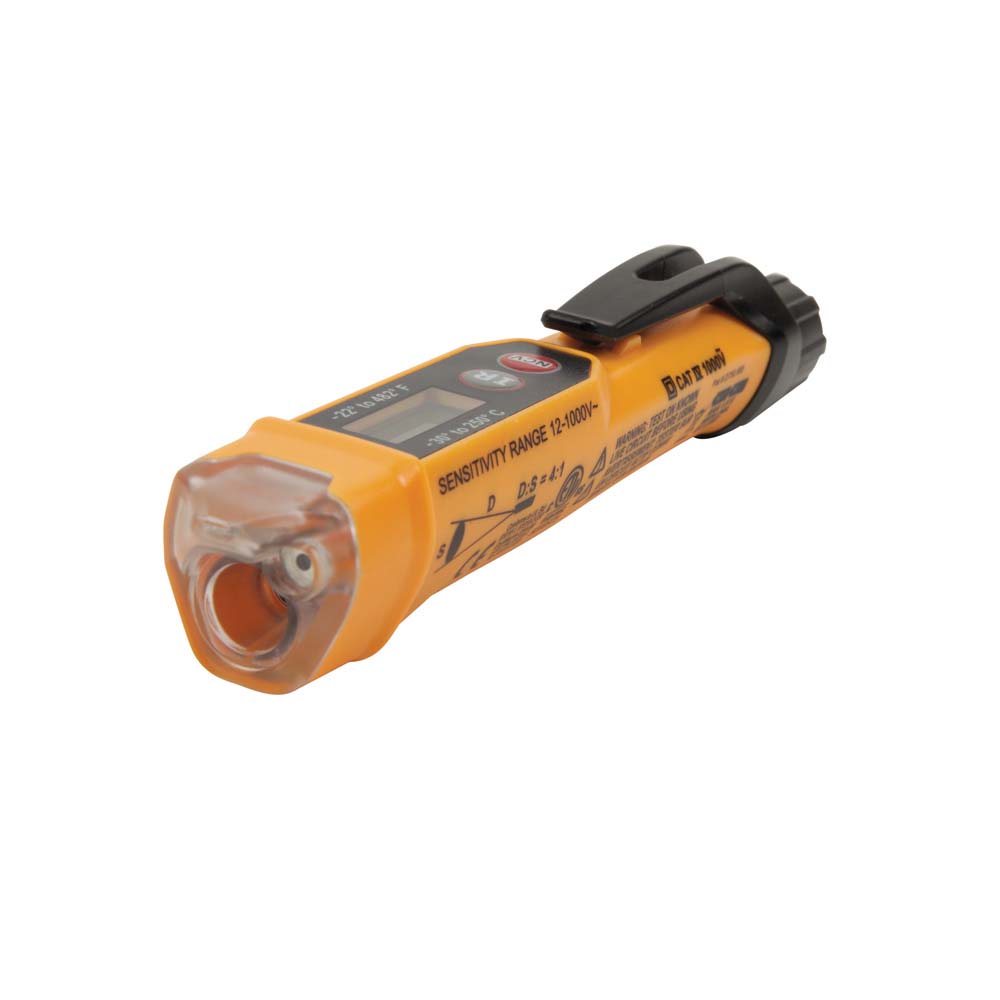 PROBADOR DE VOLTAJE KLEIN TOOLS TIPO LÁPIZ SIN CONTACTO DE 12V A 1000V CA CON TERMÓMETRO INFRARROJO