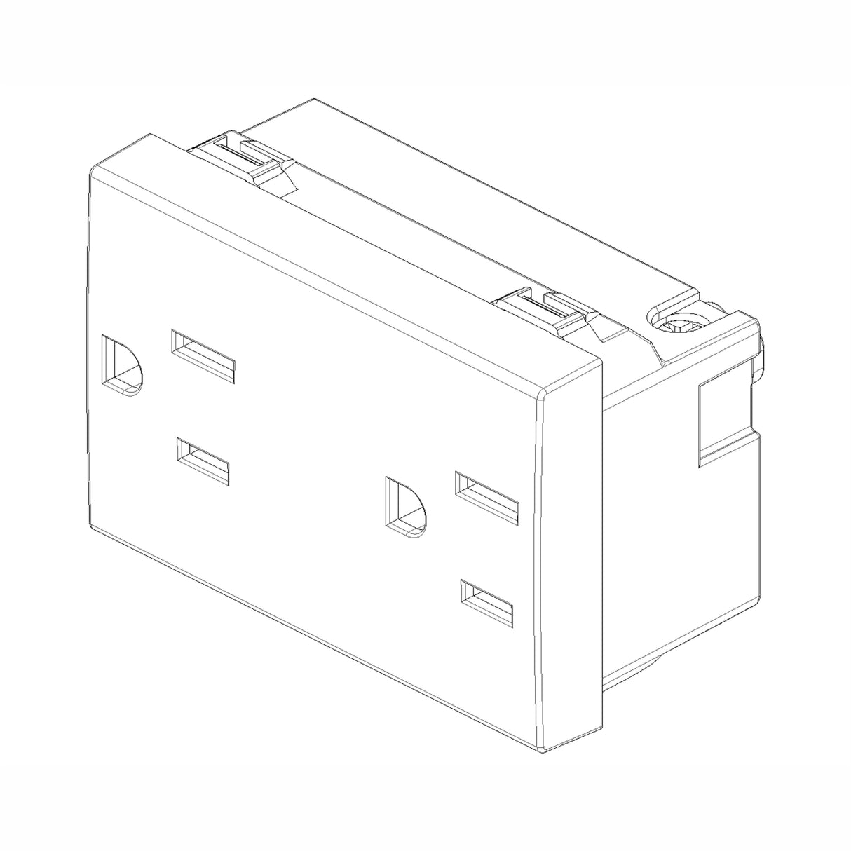 TOMACORRIENTE 2P+T 15A/127V. 3 MOD. USA BLANCO NEVE VIMAR