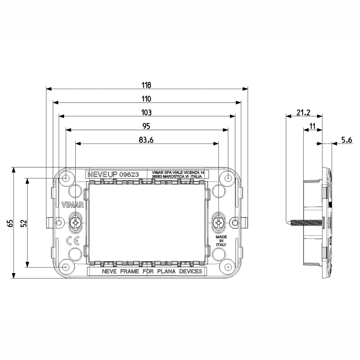 SOPORTE 3 MOD. PLANA/NEVE CON TORNILLOS PARA CAJA EMPOTRABLE 3 MOD. NEVE VIMAR