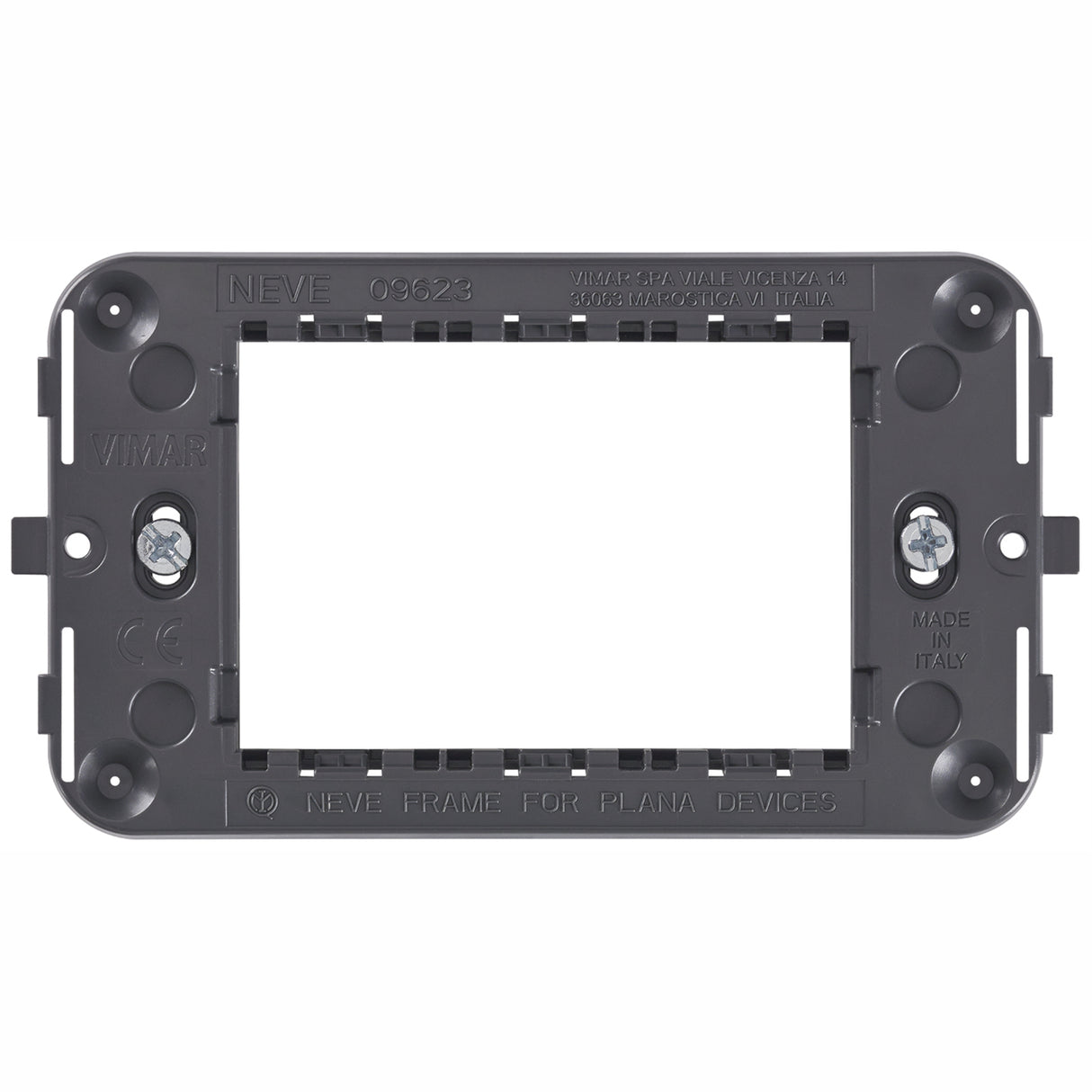 SOPORTE 3 MOD. PLANA/NEVE CON TORNILLOS PARA CAJA EMPOTRABLE 3 MOD. NEVE VIMAR