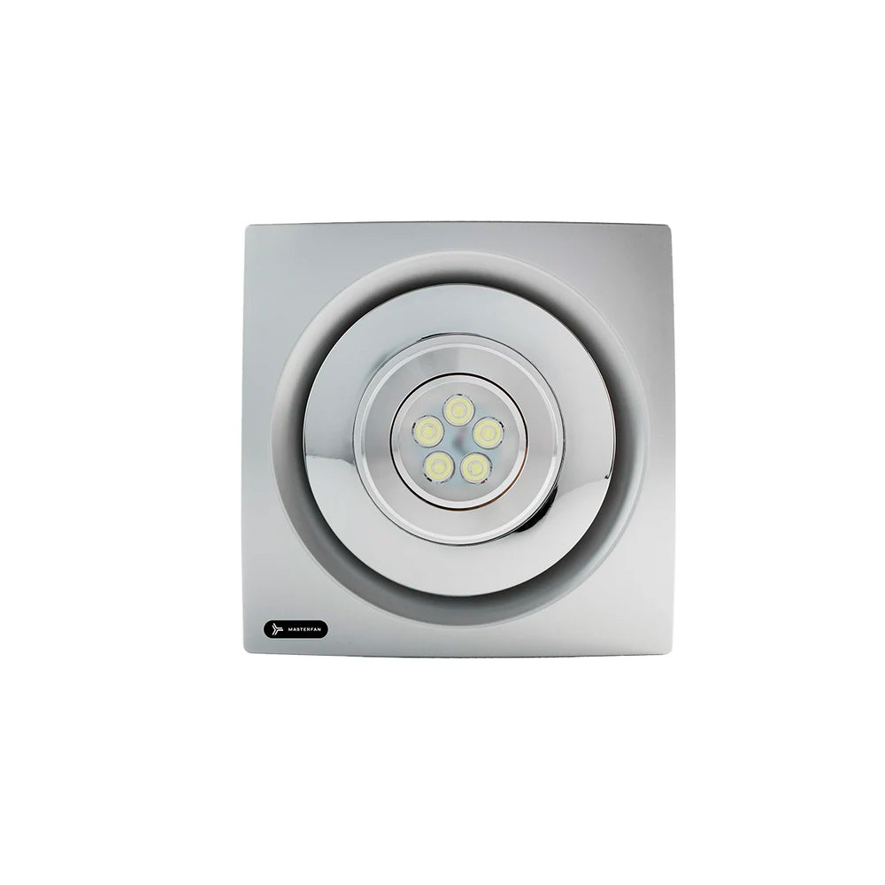 EXTRACTOR AIRE CENTRIFUGADO 8" C/DUCTO SALIDA 4" C/LAMP. LED ACAB. SATINADO